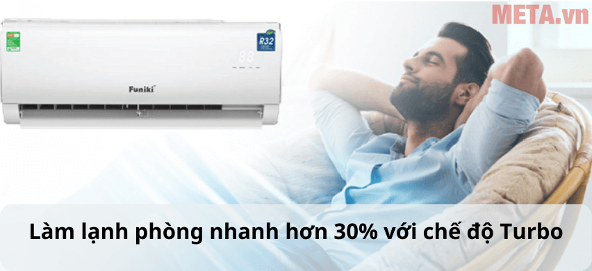 Điều hòa 1 chiều Funiki 12.000BTU HSC12TMU được trang bị chế độ làm lạnh nhanh Turbo