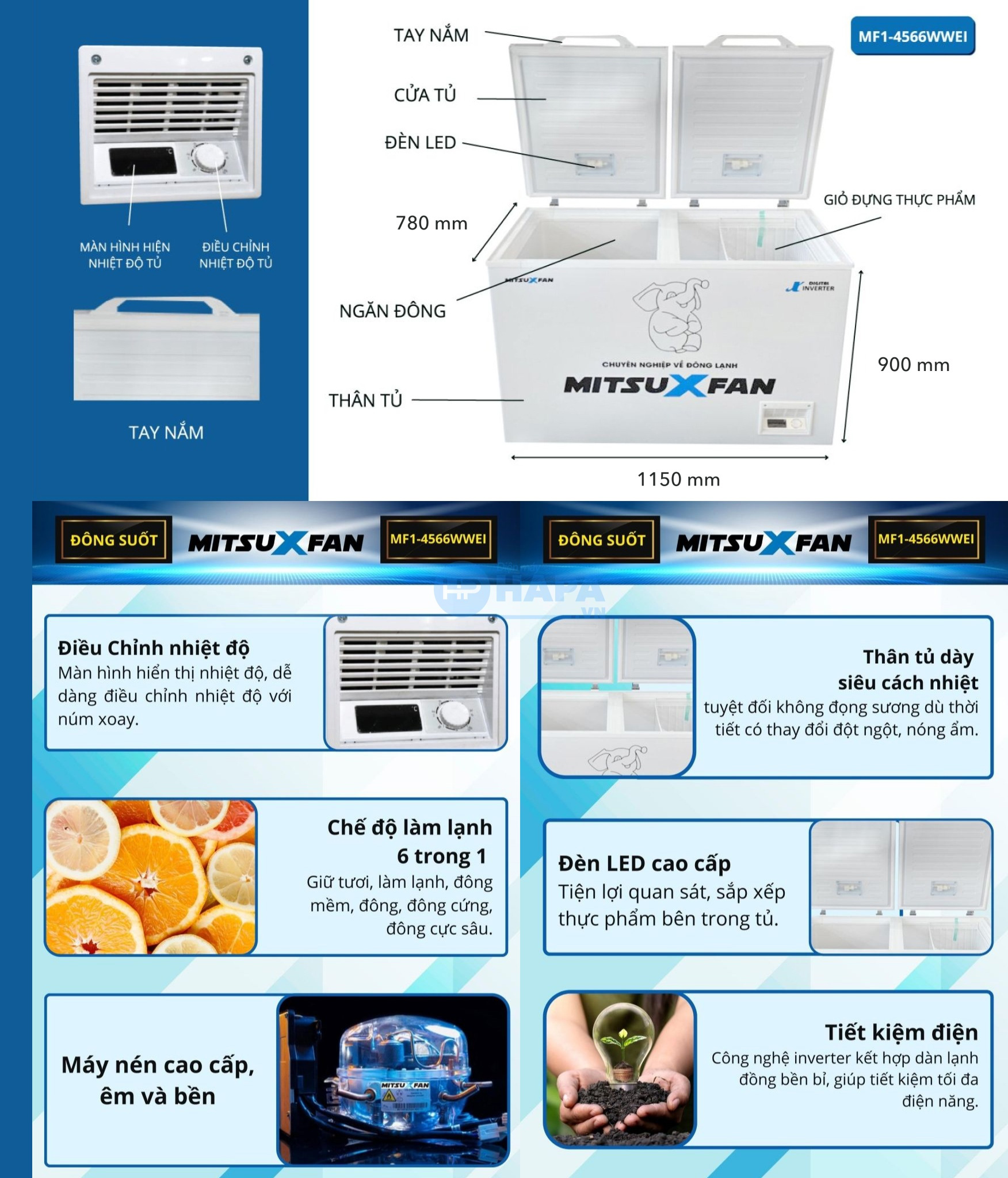 Tủ đông mát MitsuXfan MF2-4566WWI