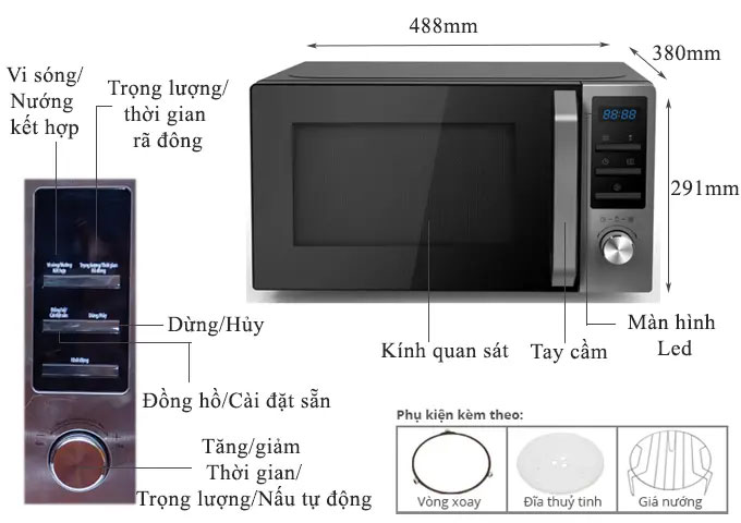 Lò vi sóng điện tử có nướng Roler RM-3235A