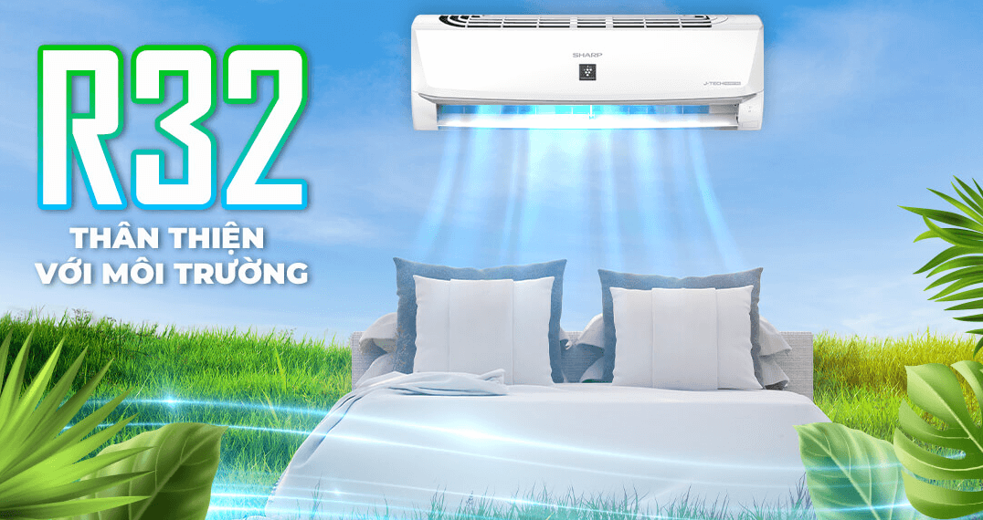 Máy lạnh Sharp X18XEW sử dụng môi chất lạnh là gas R32