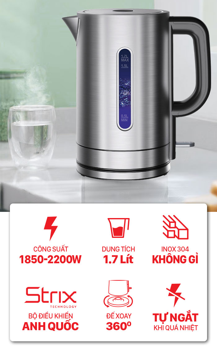 Ấm siêu tốc Roler RK-5132 1,7 lít