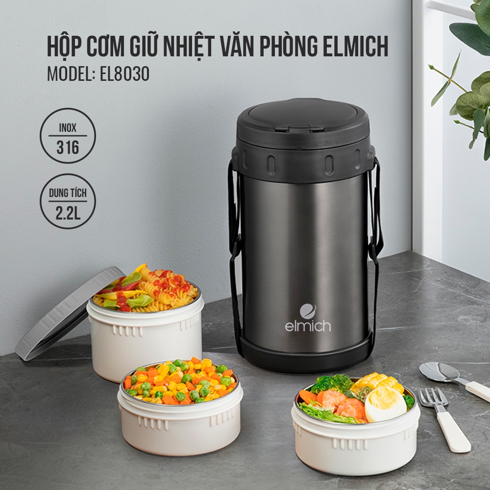 Hộp cơm giữ nhiệt văn phòng Inox 316 Elmich EL-8030