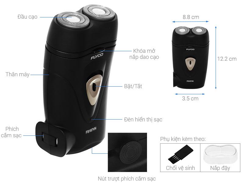 Máy cạo râu Flyco 2 lưỡi kép FS187VN