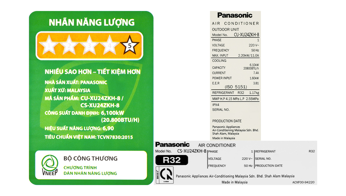 Máy lạnh Panasonic Inverter 2.5 HP CU/CS-XU24ZKH-8