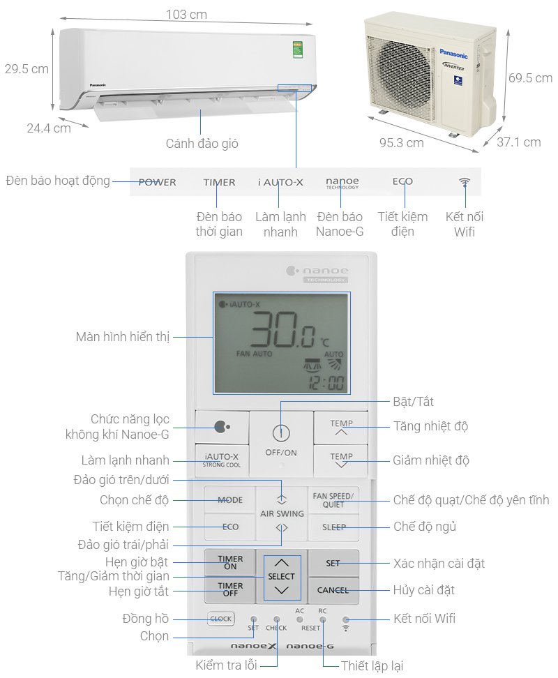 Tổng quan máy lạnh Panasonic Inverter 2.5 HP CU/CS-XU24ZKH-8