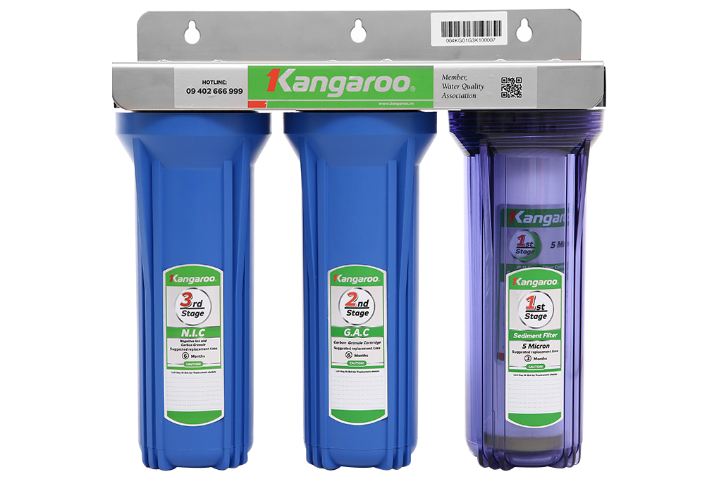 Thiết bị lọc nước RO 3 lõi lọc thô 10 inch Kangaroo KG01G3