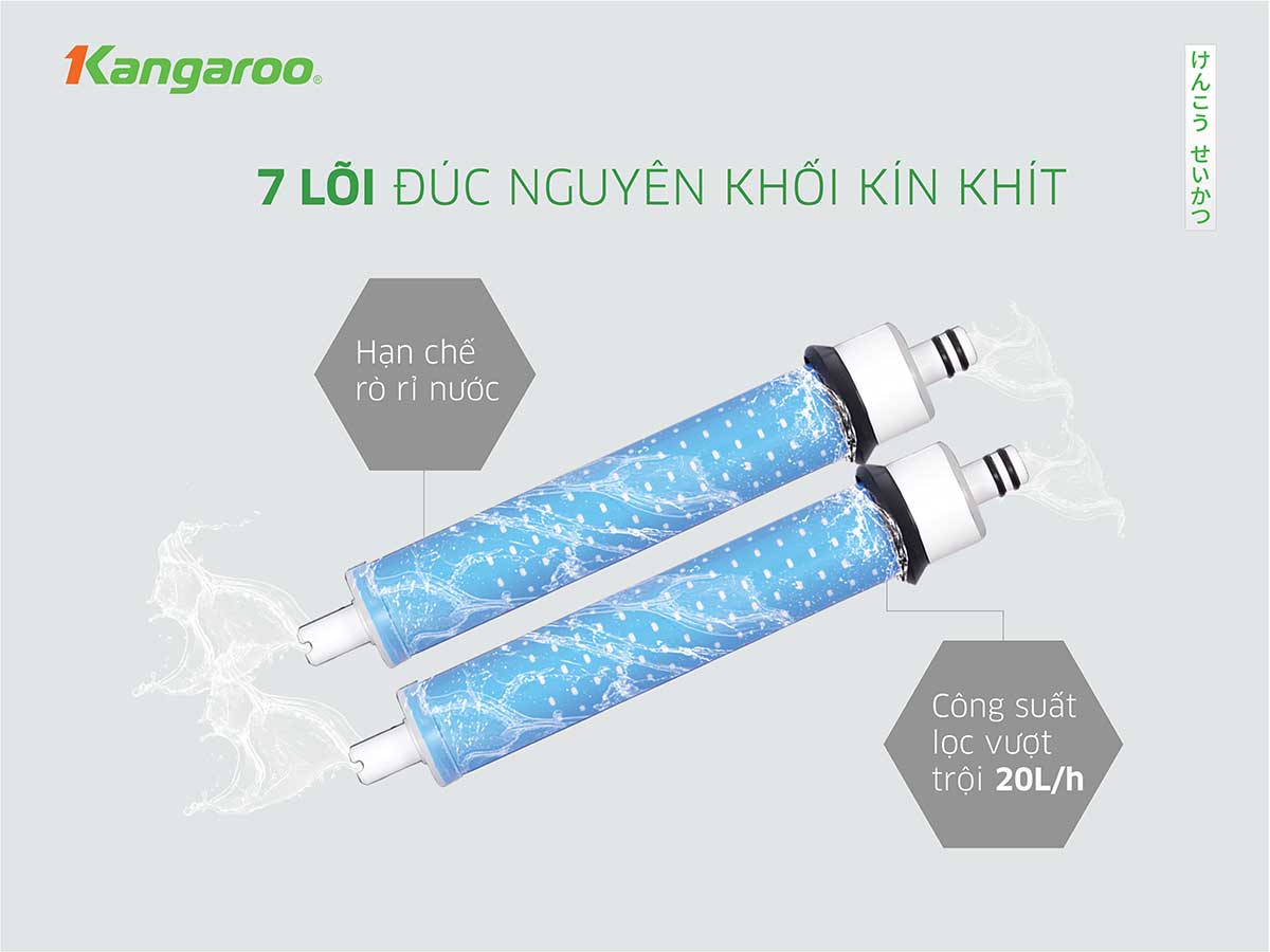 Máy lọc nước RO Kangaroo KG10A10S có 7 lõi đúc nguyên khối