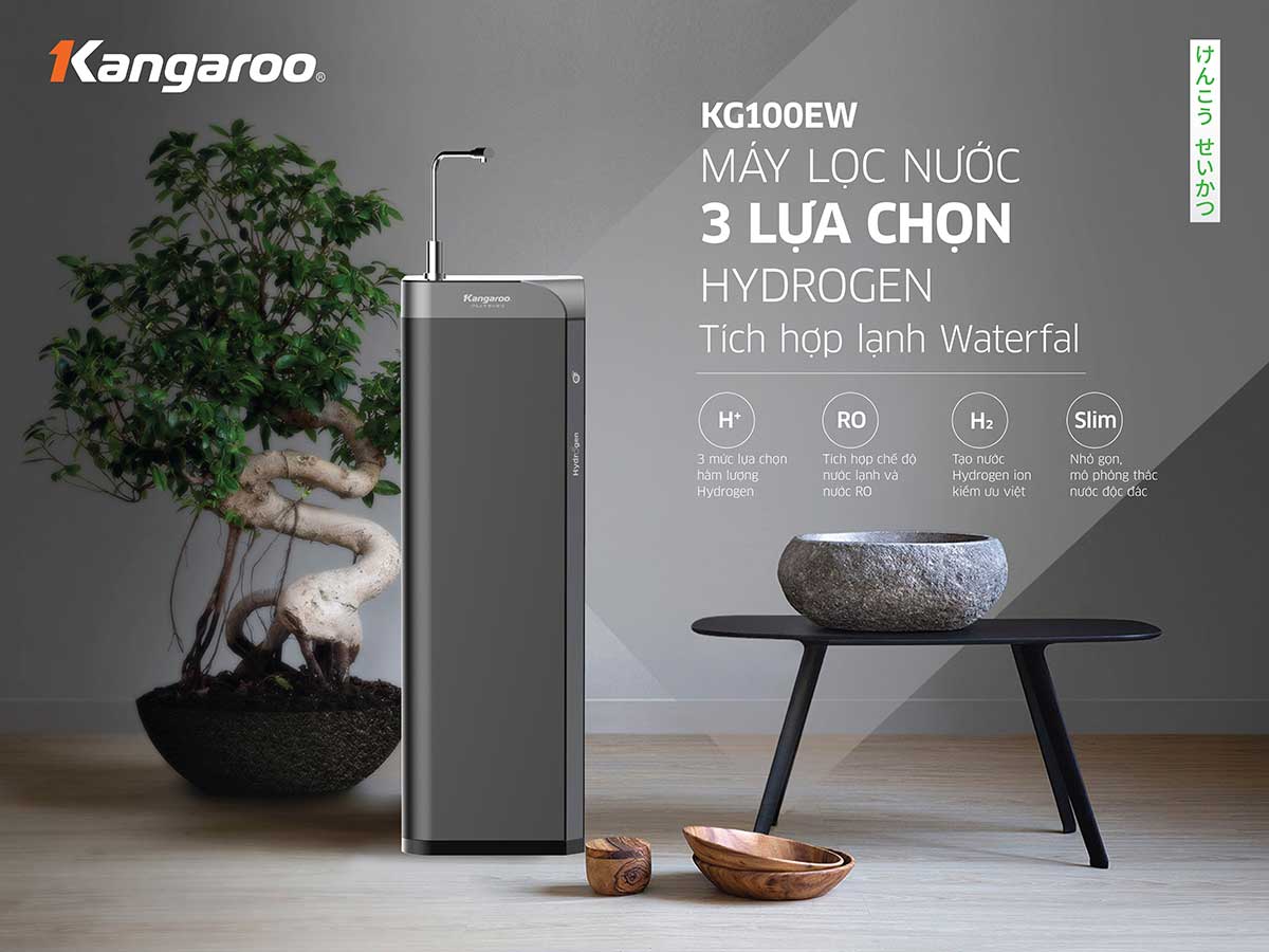 Máy lọc nước Kangaroo 3 lựa chọn Hydrogen tích hợp lạnh KG100EW