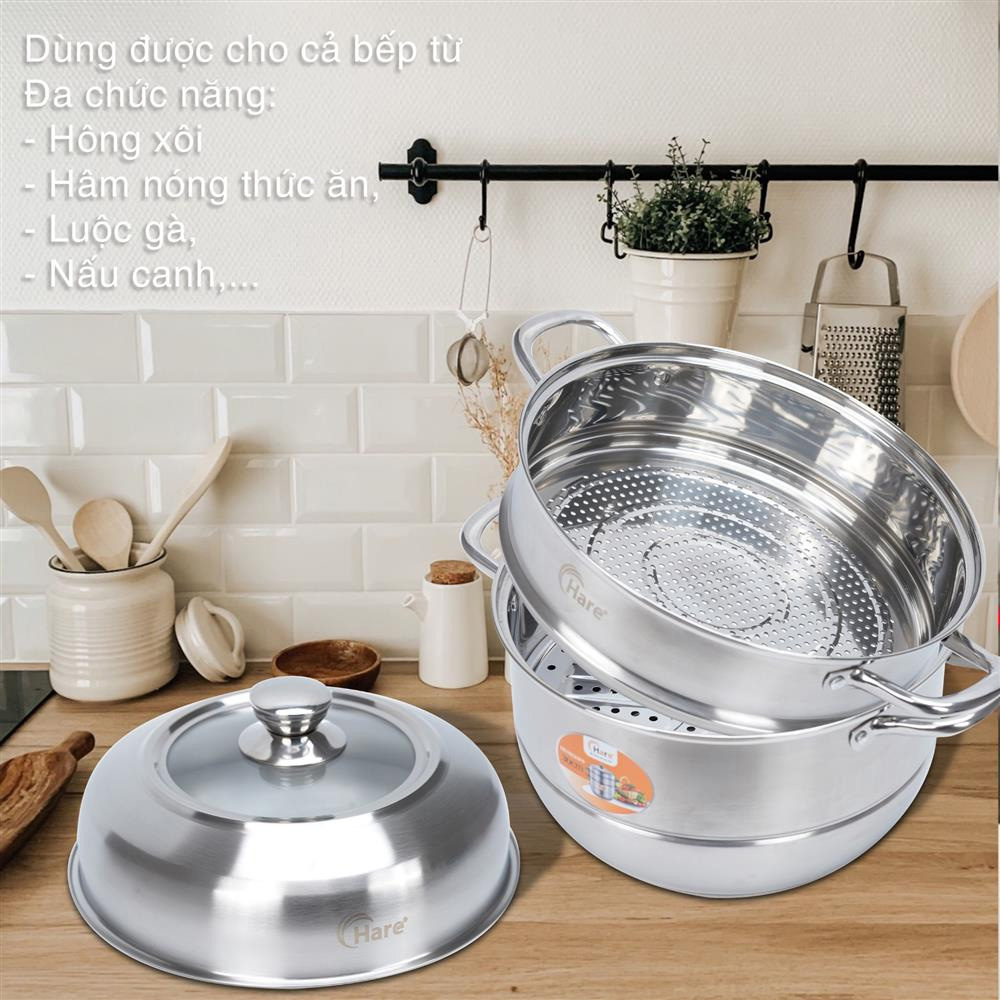 Bộ nồi hấp inox 3 tầng Hare HR-NH30F6