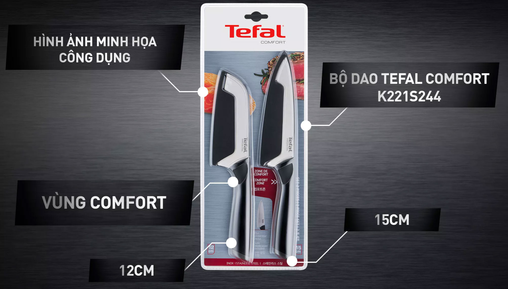 Bộ dao Tefal Comfort  K221S244 