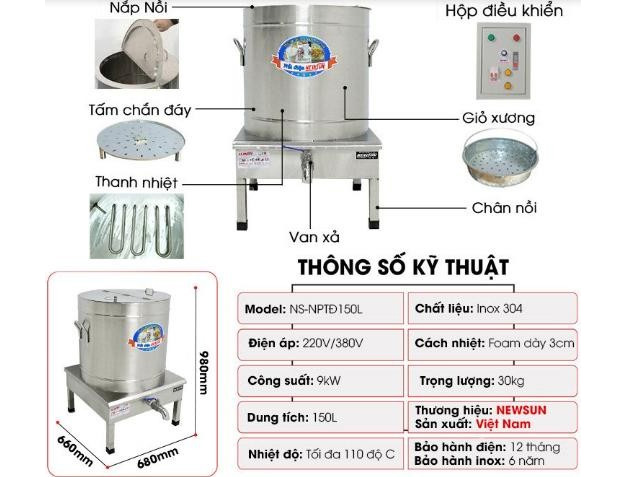 Cấu tạo Nồi ninh xương 150L