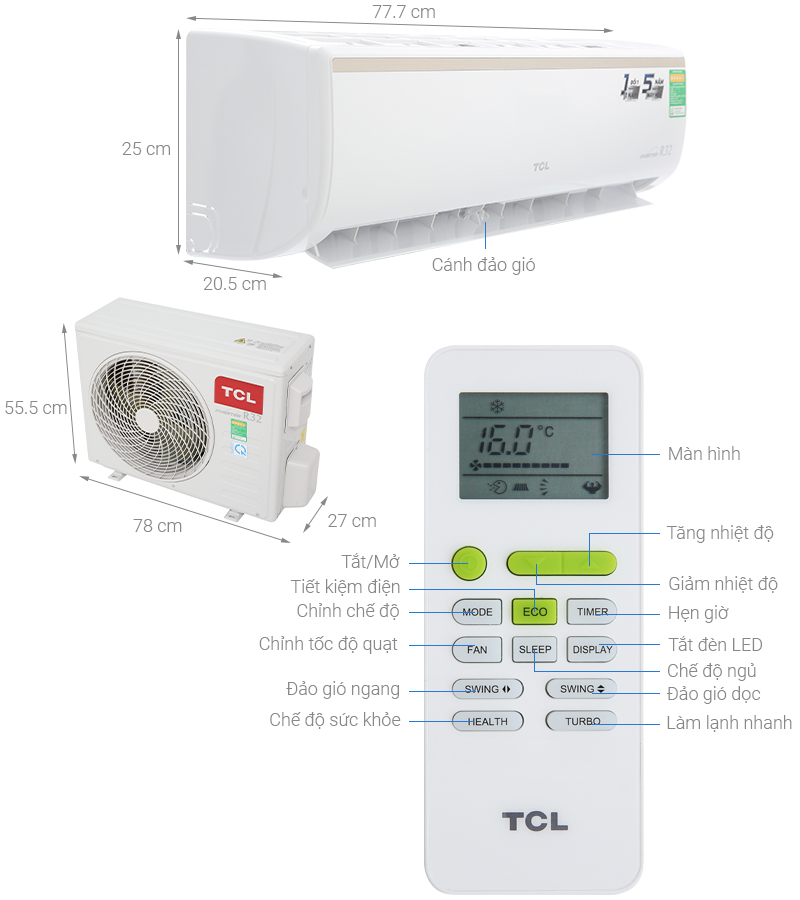 Máy lạnh TCL Inverter 1.5 HP TAC-13CSI/KE88N