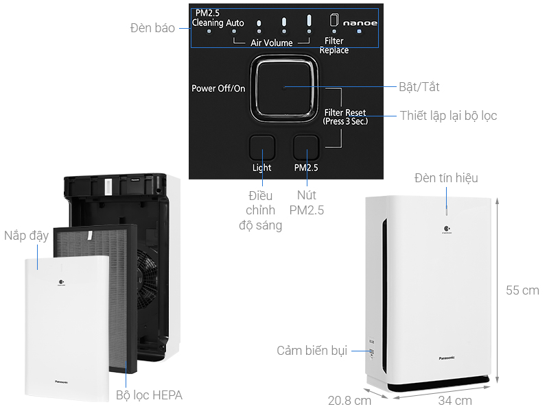 Máy lọc không khí Panasonic F-PXT50A 29W