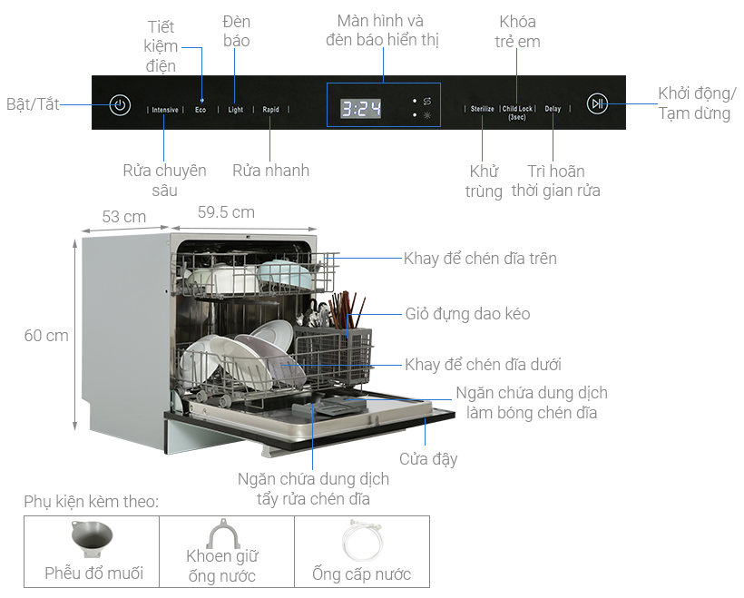 Máy rửa bát mini Galanz W8A2Q1-0E1(W)