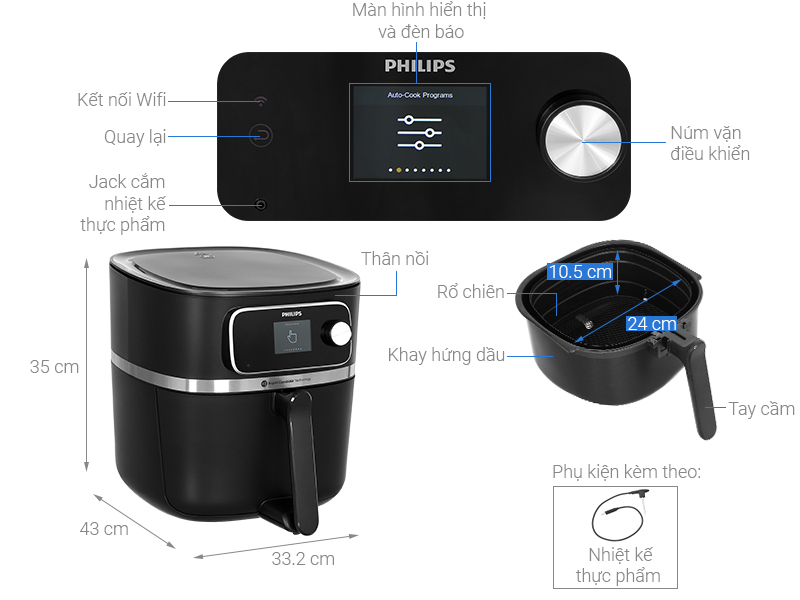 Nồi chiên không dầu Philips HD9880/90