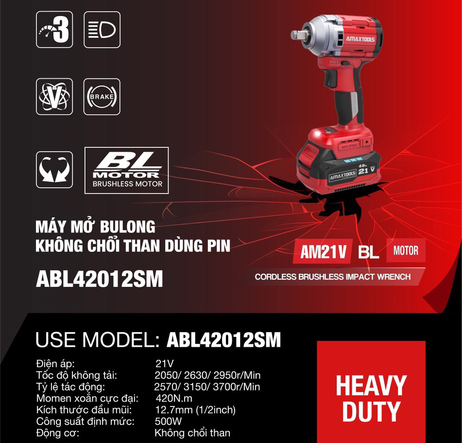 Thân máy siết bu lông chạy pin Amax ABL42012SM