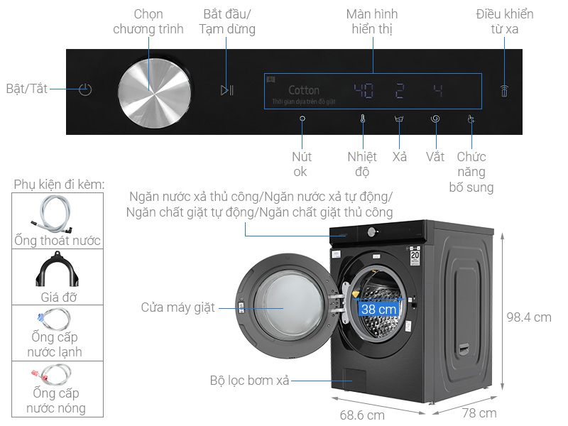 Máy giặt sấy Samsung WD21B6400KV/SV