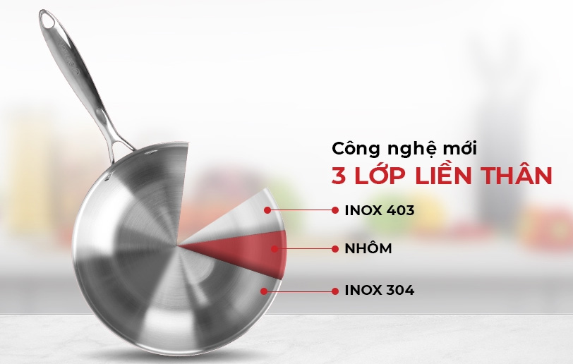 Chảo xào inox cao cấp 3 lớp đáy liền Trimax EL-4846OL