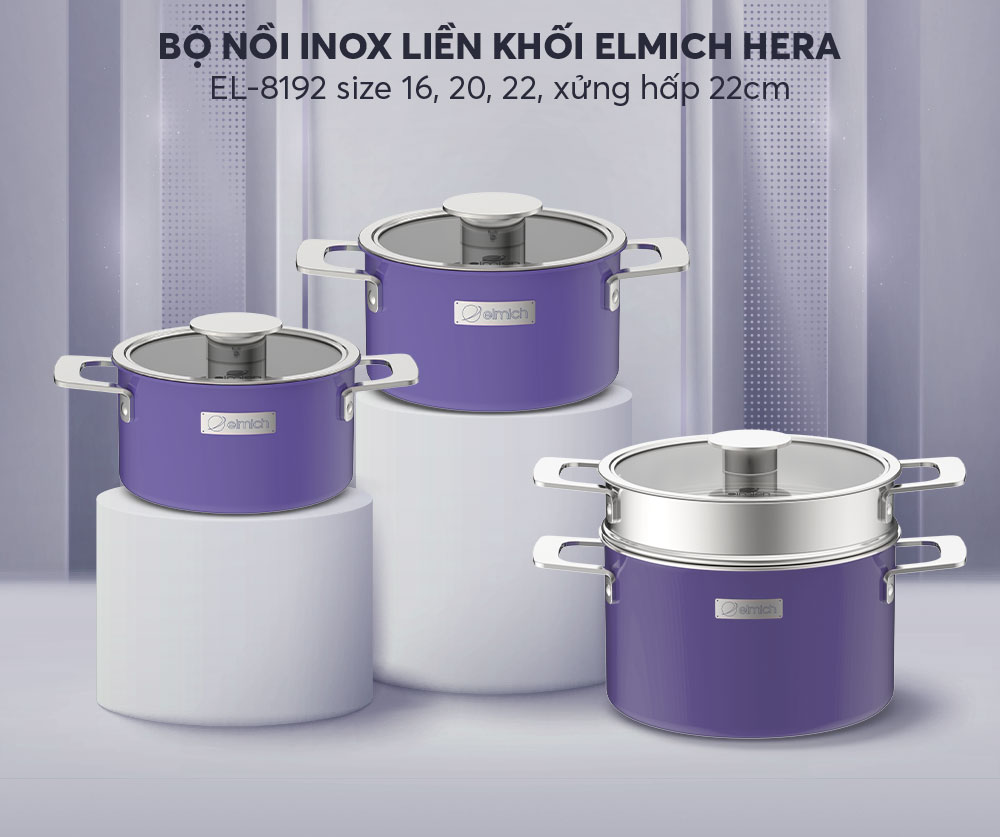 Bộ nồi Inox liền khối Elmich Hera EL-8192