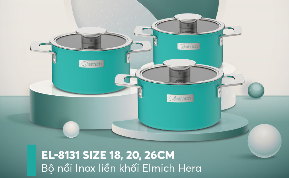 bộ nồi Inox liền khối Elmich Hera EL-8131