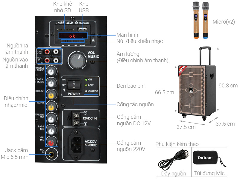 Loa kéo karaoke Dalton TS-12G350N 