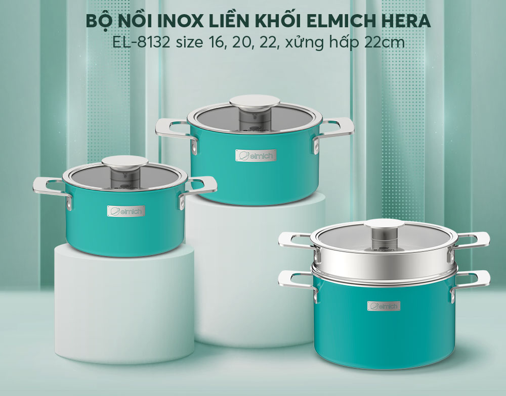 Bộ nồi Inox liền khối Elmich Hera EL-8132