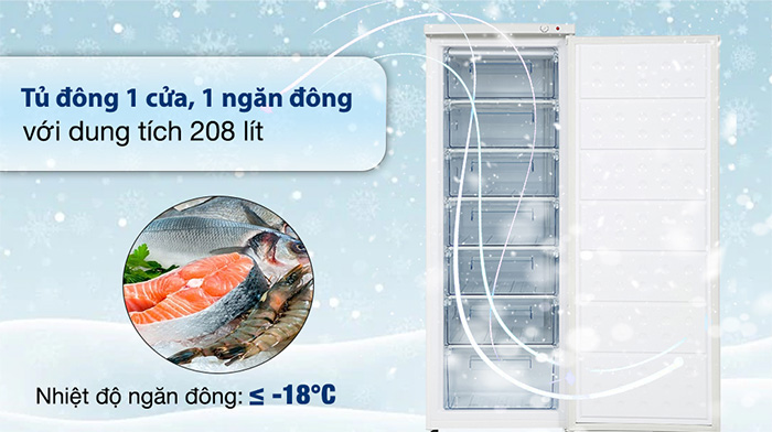 Tủ đông đứng Hòa Phát HPF UAH6208 dung tích 208 lít