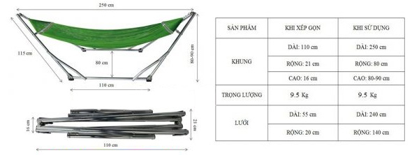 Võng xếp inox Crom đại Tín Thành Phát VI-02