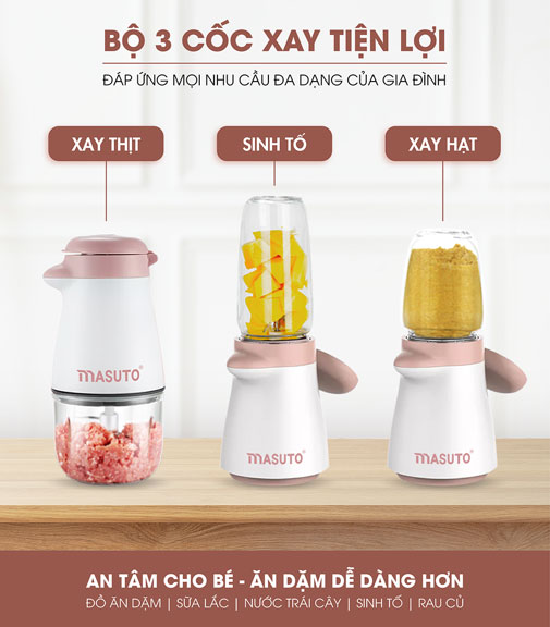 Máy xay ăn dặm 2 đầu Masuto MS-Baby23
