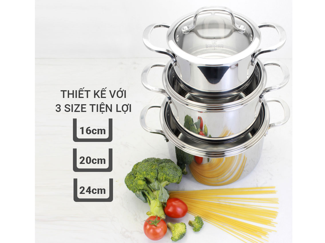 Bộ nồi Inox 3 lớp liền khối Kalpen Kazler KZ1