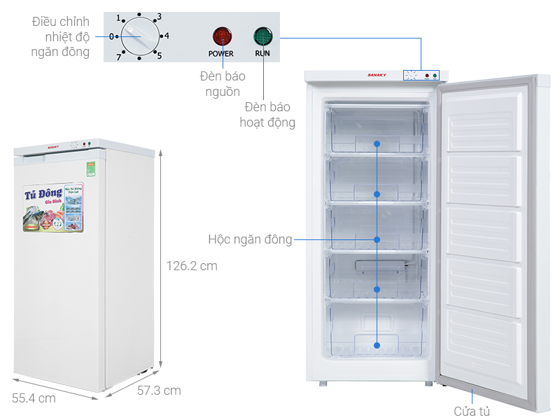 Cấu tạo của tủ đông Sanaky 150 lít TD.VH180VD