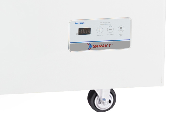 Tủ đông 1 ngăn 2 cửa kính Sanaky VH-3899KB được trang bị bánh xe để di chuyển dễ dàng