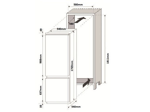 Tủ lạnh âm tủ Rosieres RBBF178T