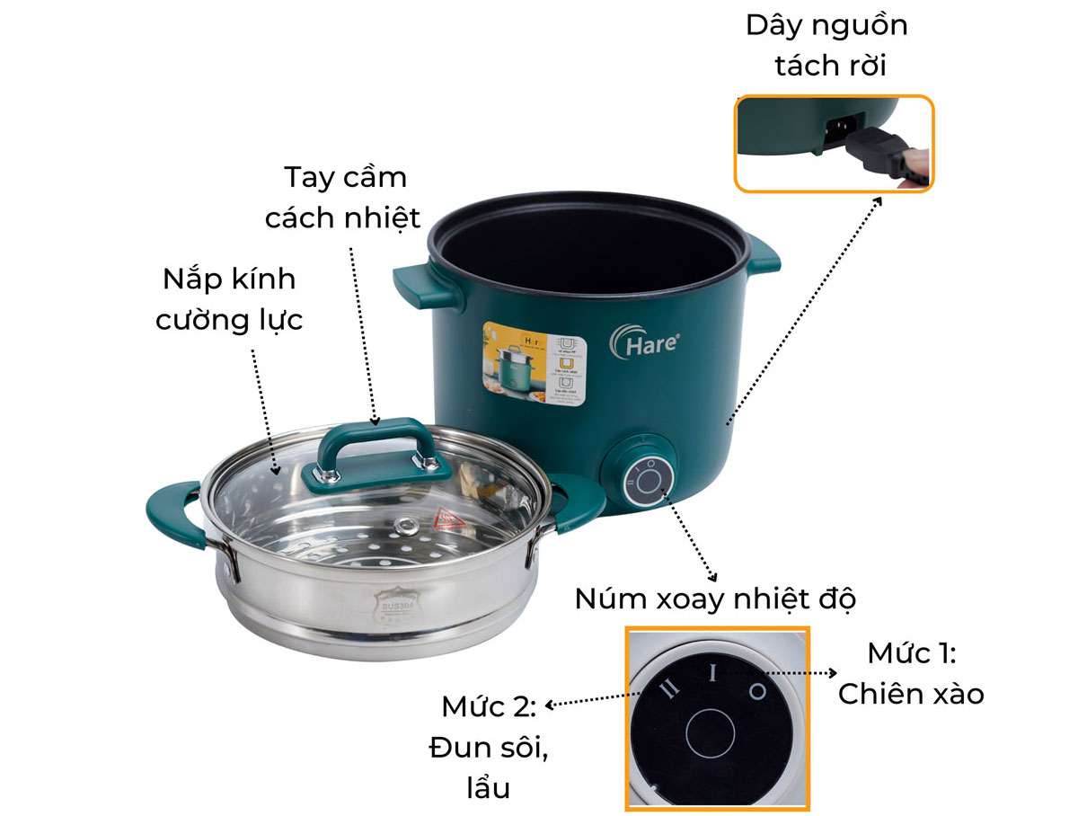 Nồi lẩu điện đa năng mini Hare HR-MF1506