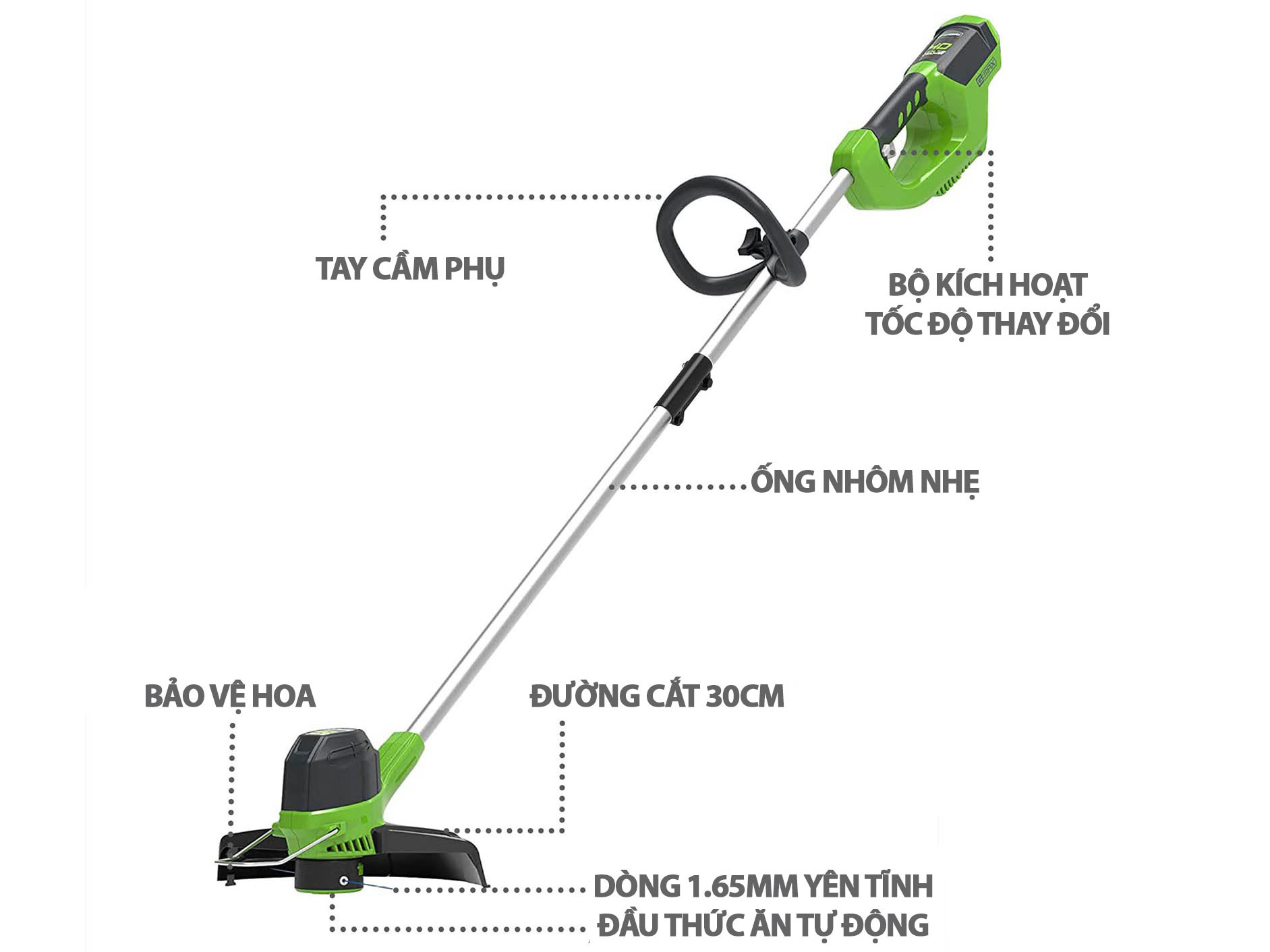 Máy cắt cỏ dùng pin Greenworks 40V G40LT30 (2101507)