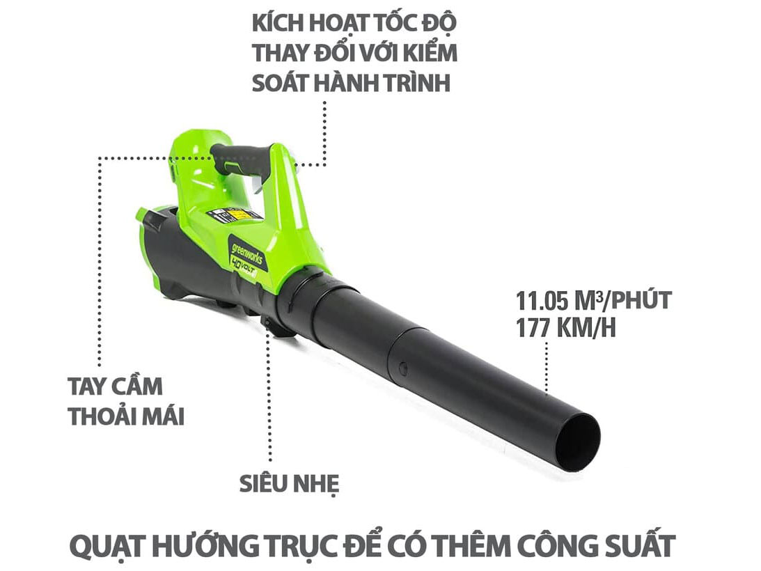 Máy thổi lá dùng pin Greenworks G40AB 40V