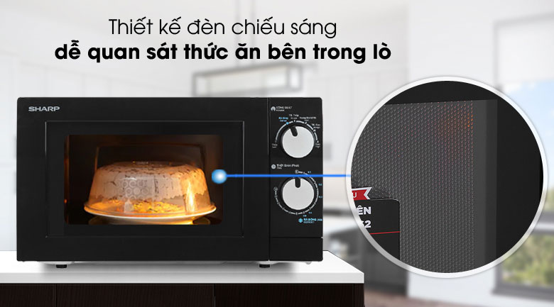 Lò vi sóng Sharp R 208VN WS có đèn chiếu sáng