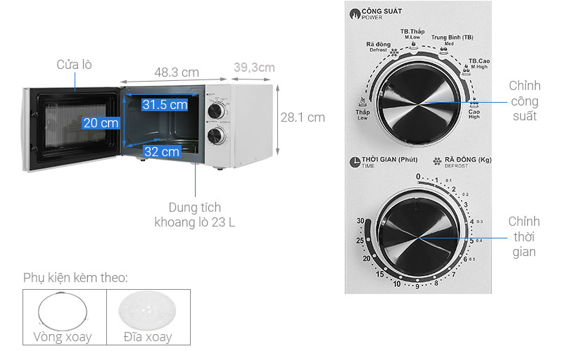 Cấu tạo lò vi sóng cơ 23L Sharp R 32A2VN S