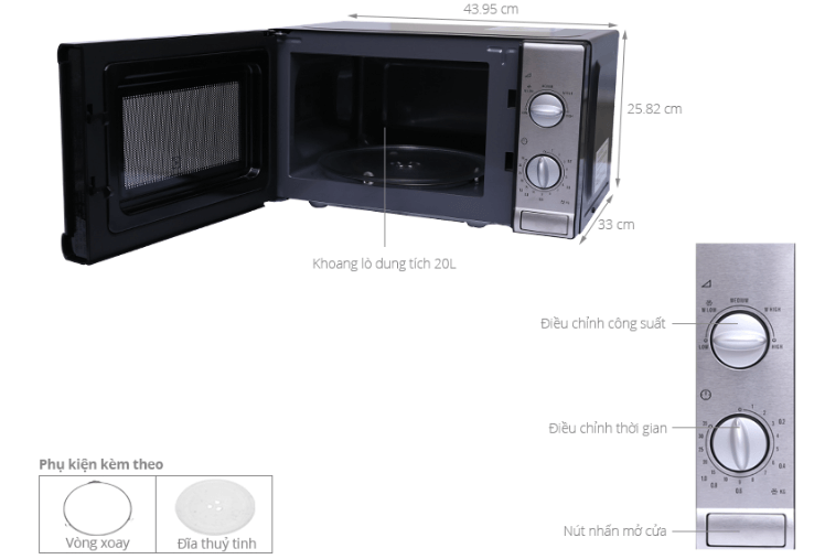 Cấu tạo của lò vi sóng Electrolux EMM2026MX