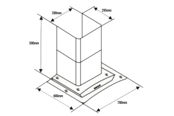 Kích thước máy hút mùi Capri CR-638H