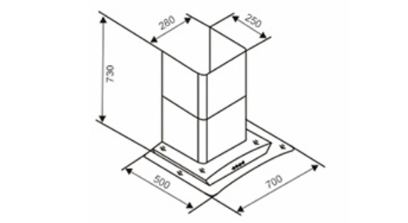 Kích thước máy hút mùi Capri CR-646H