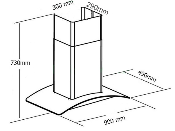 Kích thước chi tiết máy hút mùi Capri CR-888H