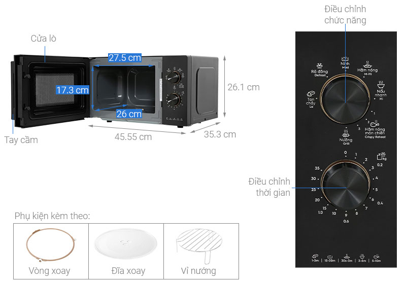 Cấu tạo lò vi sóng EMG20K22B