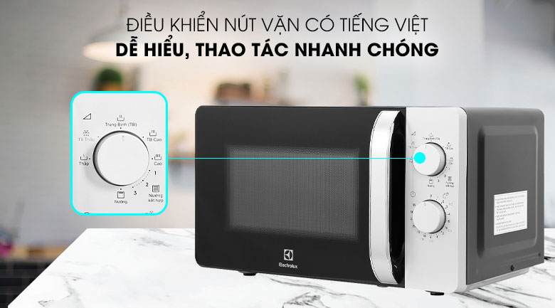 lò vi sóng Electrolux 20 lít EMG20K38GB có bảng điều khiển dễ sử dụng