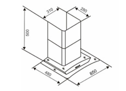 Bảng vẽ kích thước Máy hút mùi Capri CR-639H