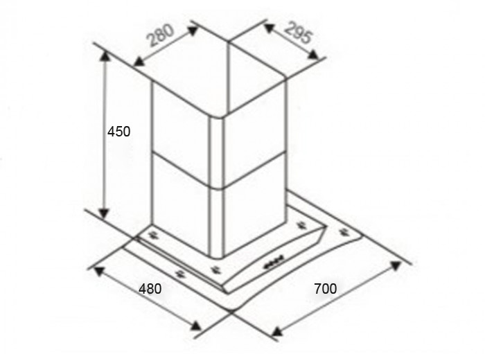 Bảng vẽ kích thước máy hút mùi Capri CR-636H