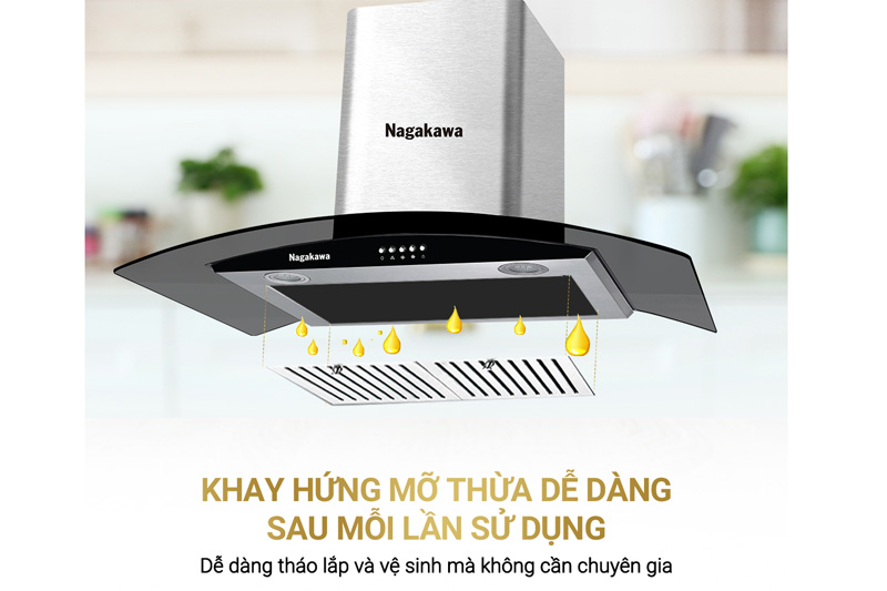 Máy hút mùi Nagakawa NAG1853 có lưới lọc bằng inox