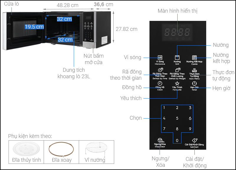 Kích thước lò vi sóng Electrolux EMG23DI9EBP
