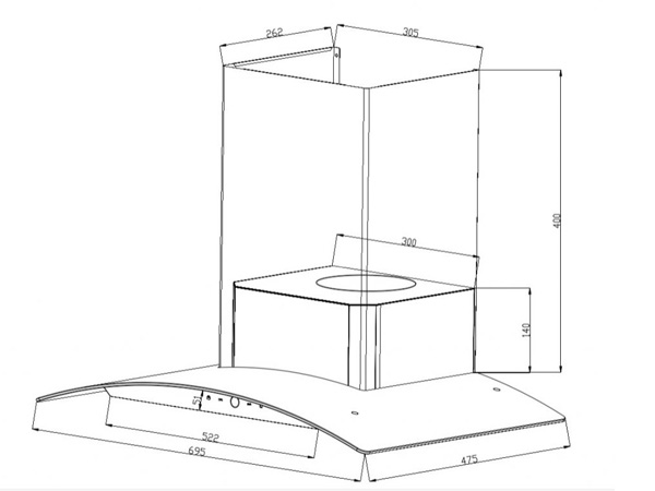 Kích thước lắp đặt máy hút mùi Zemmer G01P1