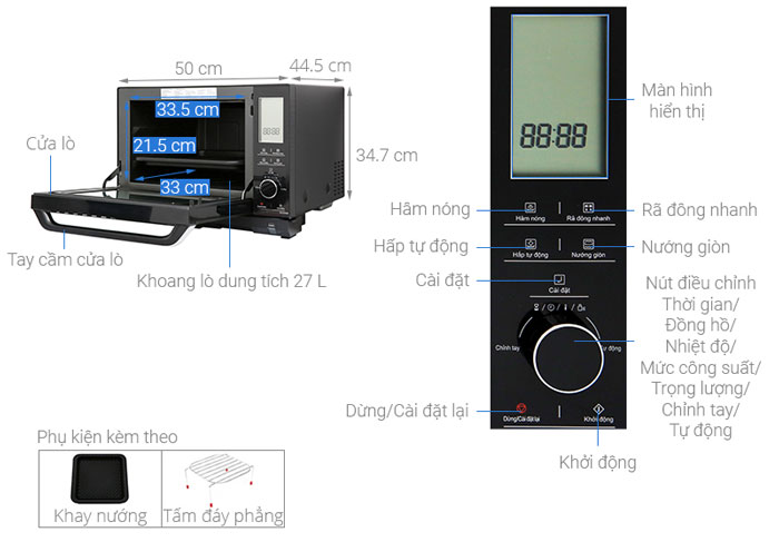 Kích thước lò vi sóng Panasonic NN DS596BYUE